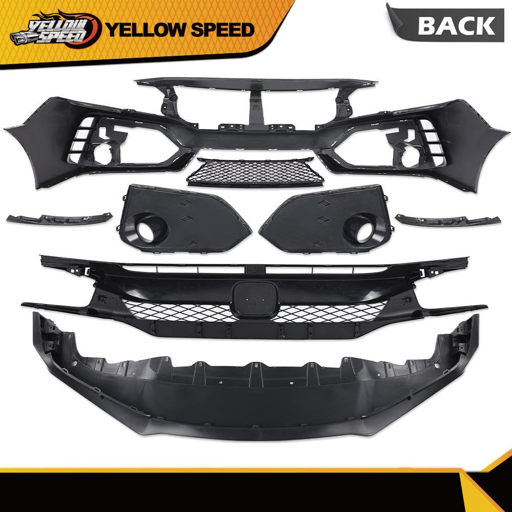 thumbnail image 2 of Unpainted Front Bumper Fascia For 2016-2021 Honda Civic Sedan (Type R Style) 2 of 6