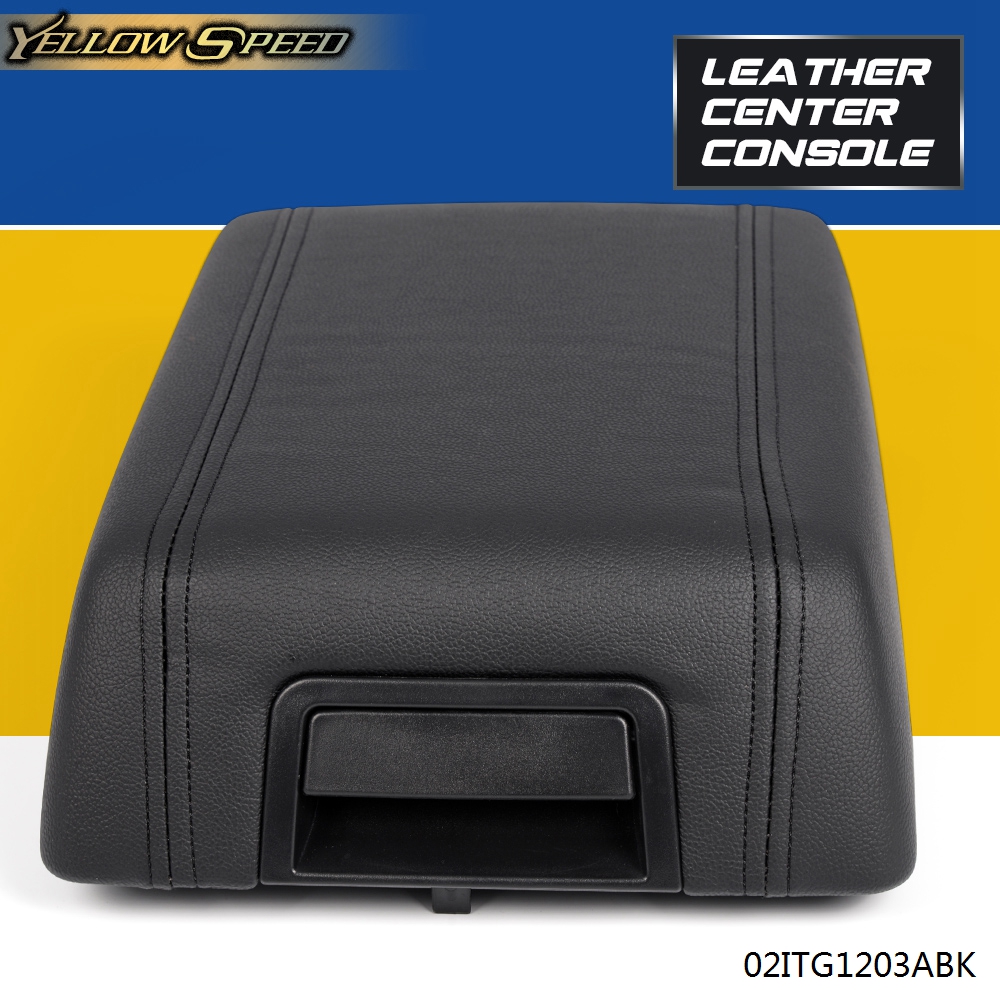 For 0408 Ford F150 Center Console Arm Rest Lid Cover Pad Black Leather