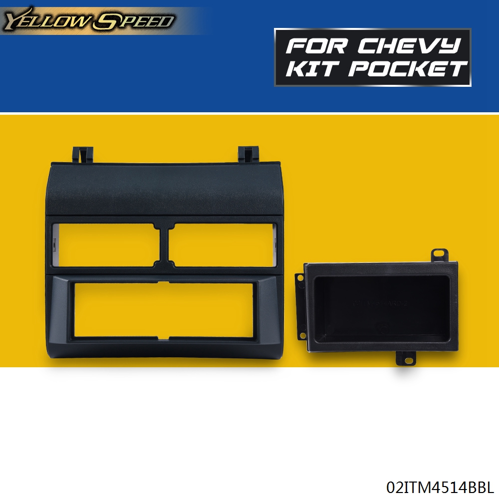 Bisel De Radio Azul Para Camionetas Chevy Y GMC 1988-1994 - Adaptador Para Instalar Radio Single DIN Con Bolsillo