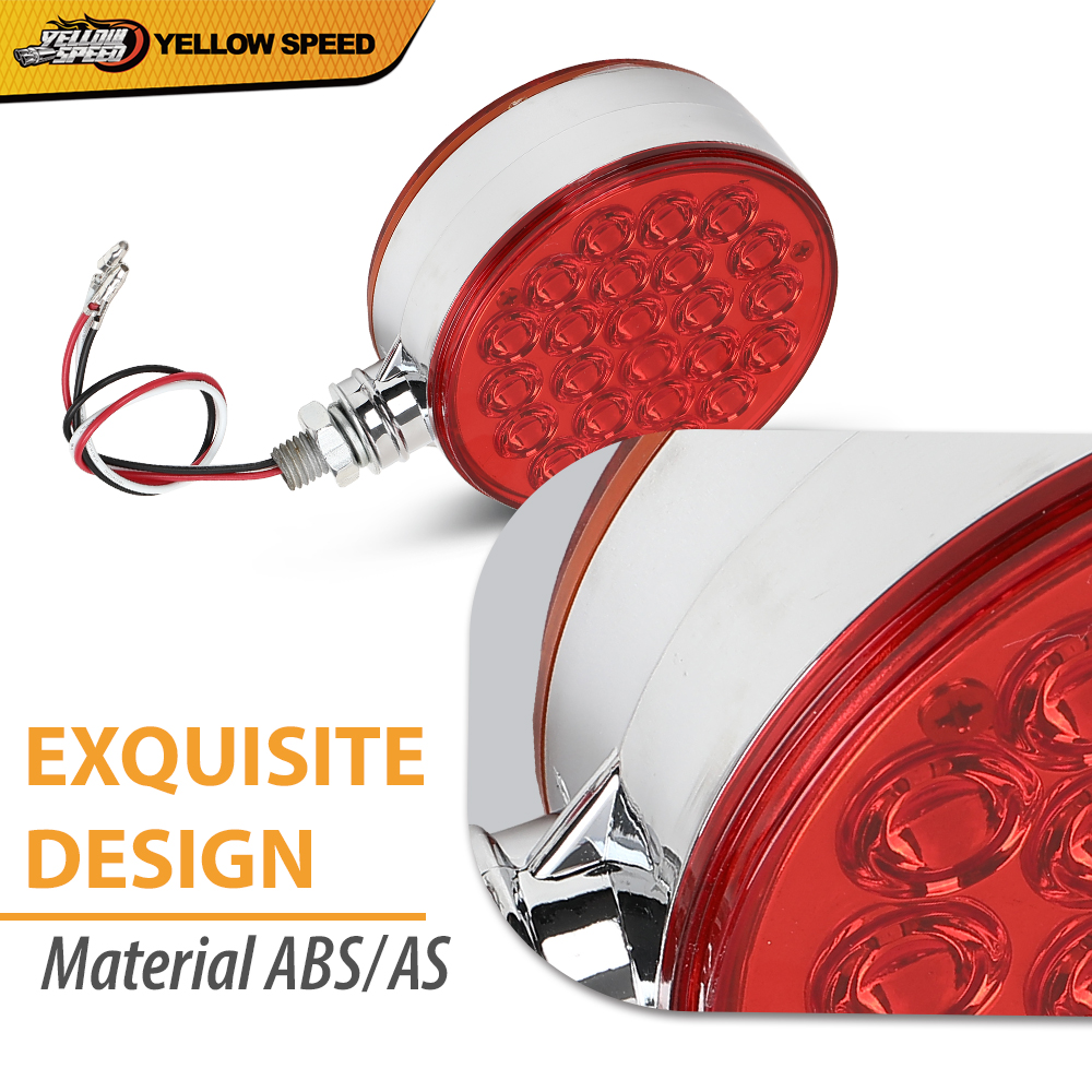 4 Pack Round 48 LED Fender Brake Turn Signal Lights - Amber/Red 4 Inch 12-24V - View #2